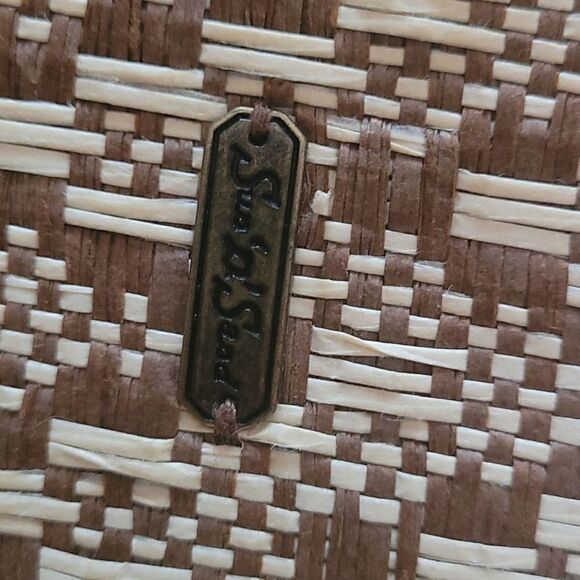 Sun & Sand Beach Tote Woven Straw weaved Ivory Brown Large bohemian neutral - Picture 4 of 10